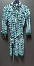 DONNA MORGAN Marlow Jersey Shirt Dress Green & Blue Geometric Print Size 4