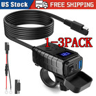QC 3.0 Motorcycle Dual USB Phone GPS Super Fast Charger Adapter LED Waterproof