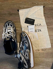 Bottega Veneta Men s Low Top Lace-Up Athletic Sneakers Navy Silver White