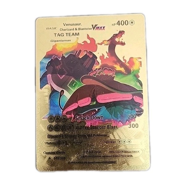 POKEMON Gold Charizard Blastoise Venusaur Vmax Tag Team Card HP 400. 143/203