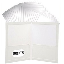 50 Pack 2-Pocket Glossy Presentation Folders, Letter Size Paper Portfolios wi...