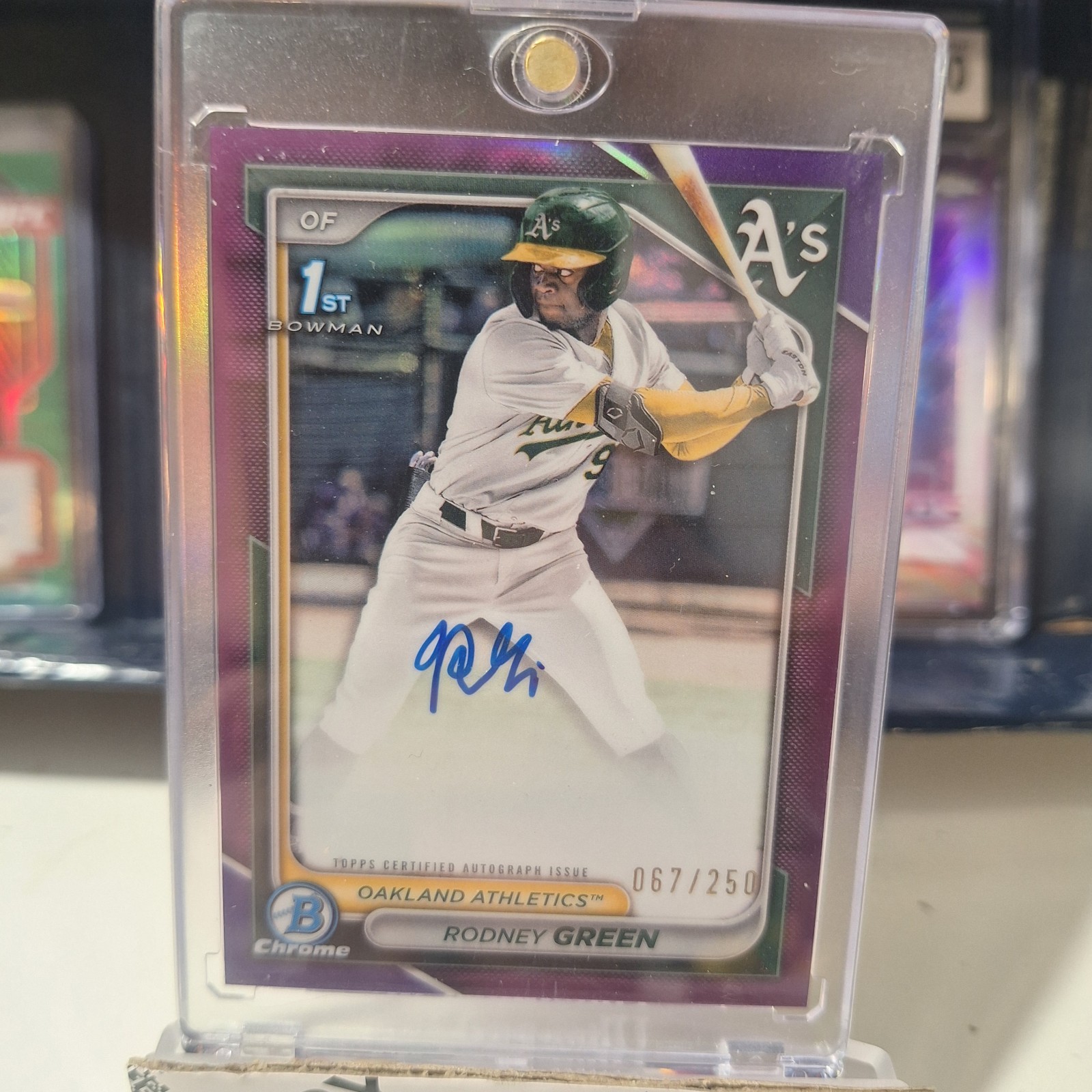 2024 Bowman 1st Chrome Prospect Auto Rodney Green #CPA-RG Purple Refractor /250