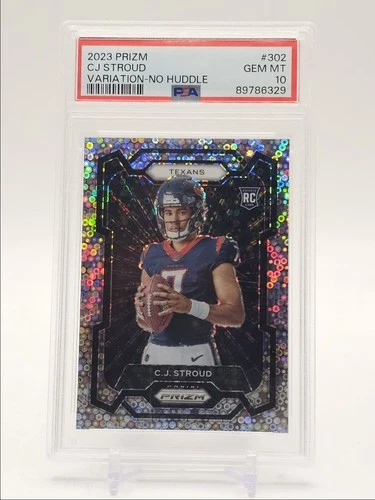 C.J. STROUD 2023 PANINI PRIZM ROOKIE VARIATION NO HUDDLE RC PSA 10 Q3098