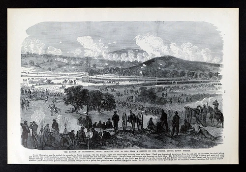 Leslie Civil War Print Battle of Gettysburg Wheaton's Brigade July 3rd 1863