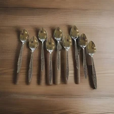 Ekco Eterna Santiago Stainless  Teaspoons Lot 9 Japan Flatware Vintage