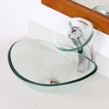lavabo de salle de bain en verre avec robinet élite 1418