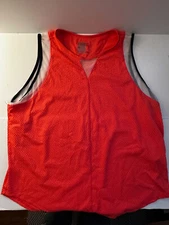LUCKY IN LOVE neon orange black white Tennis Tank Women's XXL