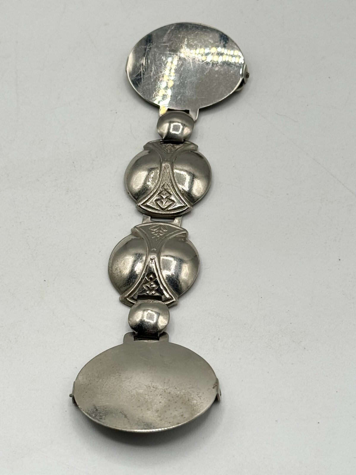 Estate solid brass silver interlocking belt buckle - image 4