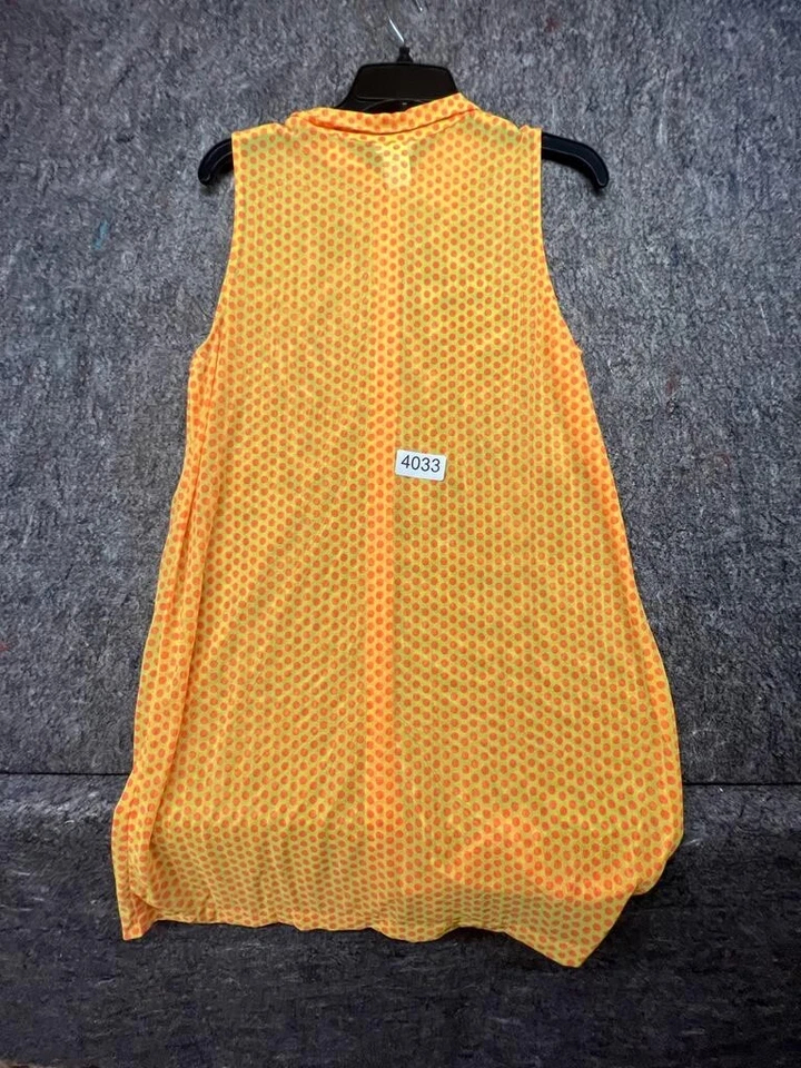 La Blanca Swim Cover Up tank Shirt semi sheer Yellow Orange beach L Made In USA - Image 2 of 4