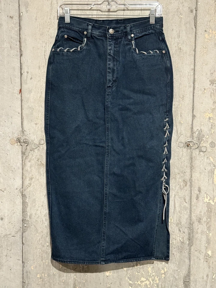 Chaleco de mezclilla con cordones Baccini de colección talla M y falda vaquera larga a juego talla 9/10 Foto 4 de 4