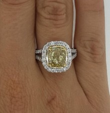 2CT Cushion Cut Simulated Yellow Citrine Engagement Ring 14K Yellow Gold Plated