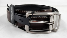 Bloomingdale's Boys' Reversible Belt 28 Brown/Black Square Silver Belt Buckle 