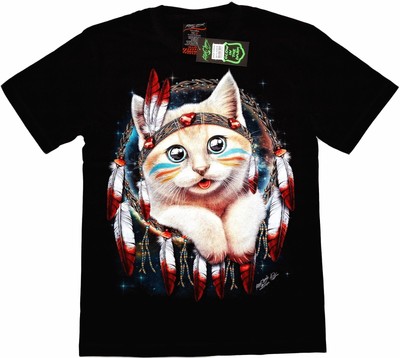 Rock Chang Magical Cat Katze HD T-Shirt Black Schwarz 2-sided Glow In The Dark M