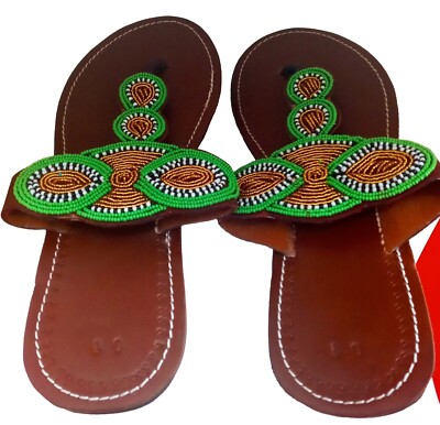 African leather Masai/Maasai Handmade beaded Sandals US 8  display picture 1