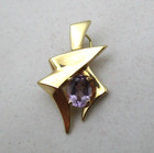 Heavy 14K Yellow Gold Amethyst Geometric Pendant [P59] — photo 7