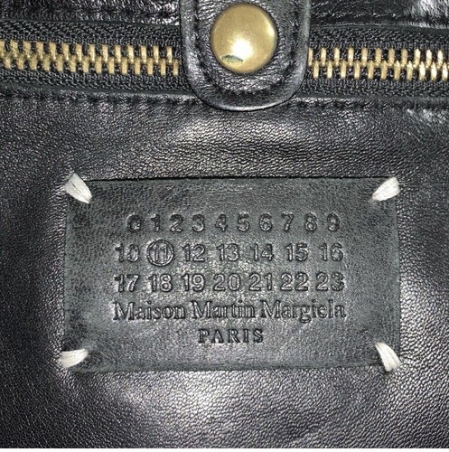 pre-loved auth MAISON MARTIN MARGIELA black lambskin leather TOTE bucket BAG - Picture 3 of 15