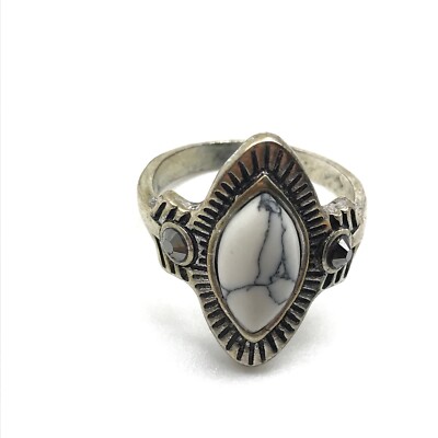 Vintage Silver Tone Faux Stone Fashion Ring Size 10