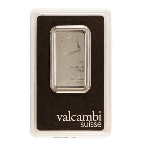 1 oz Platinum Bar - Valcambi Suisse - 999.5 Fine in Sealed Assay