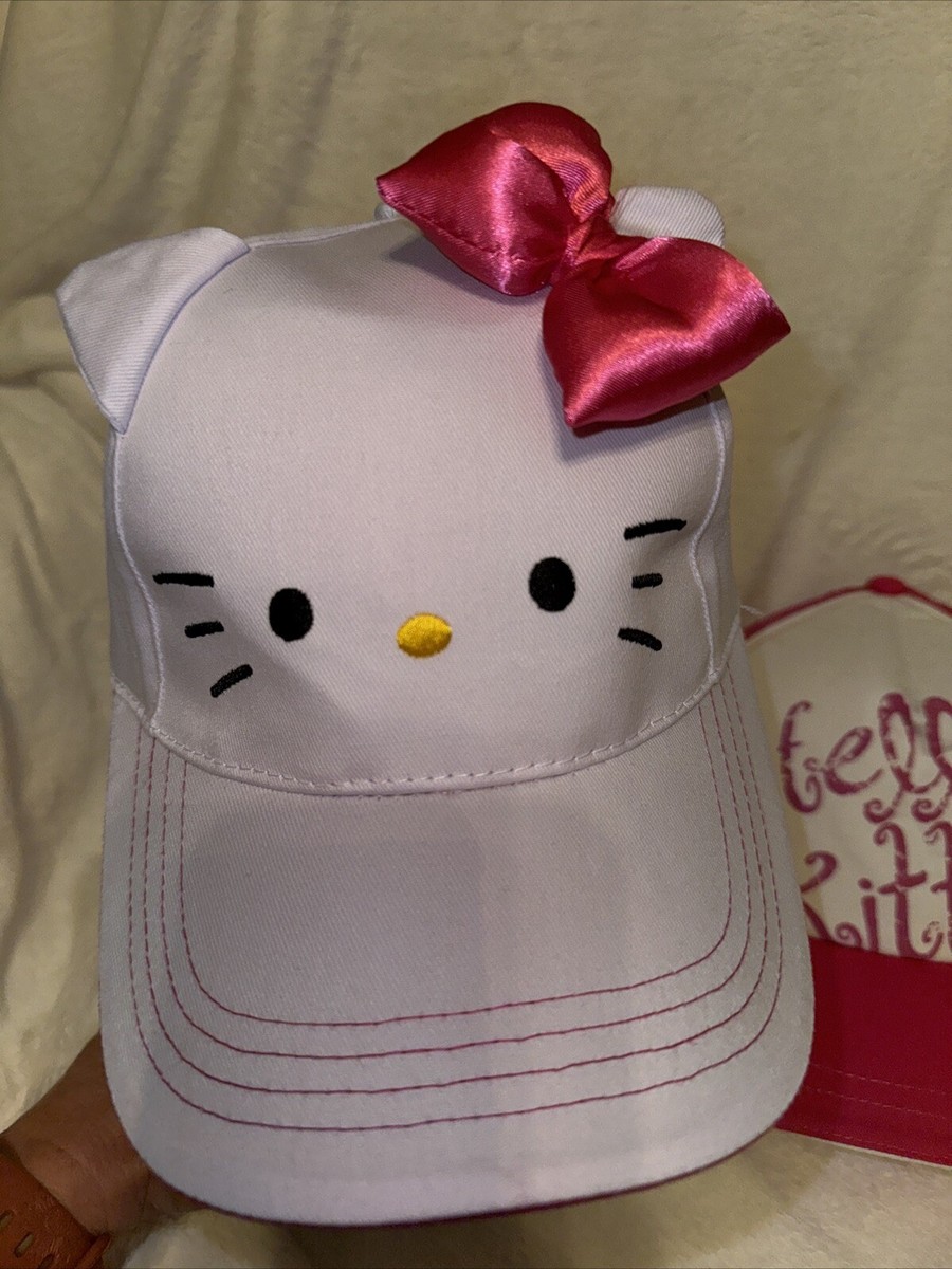 2 Sanrio Girls Hello Kitty Pink Bow Face Hat Ears Baseball Cap