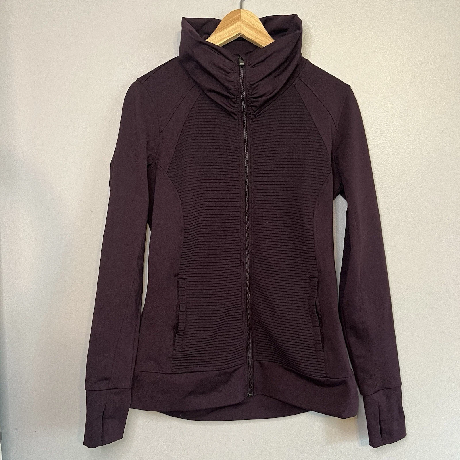athleta dark activewear thumbhole high neck zip jacket