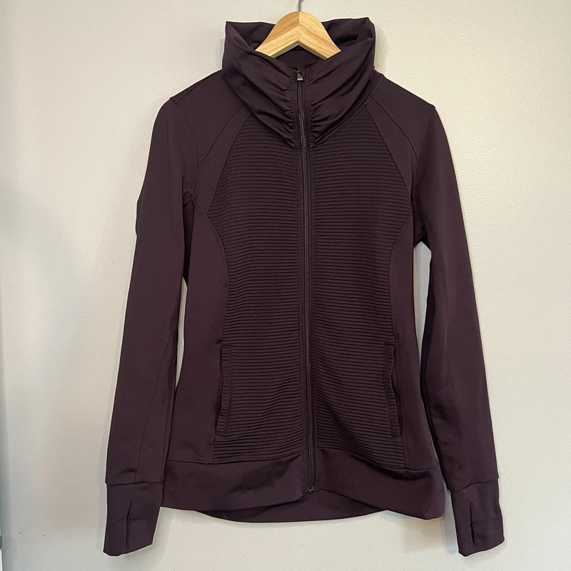 athleta dark activewear thumbhole high neck zip jacket