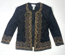 Niteline Della Roufogali Jacket Blazer Women  s Large 1994 Vintage Sequined