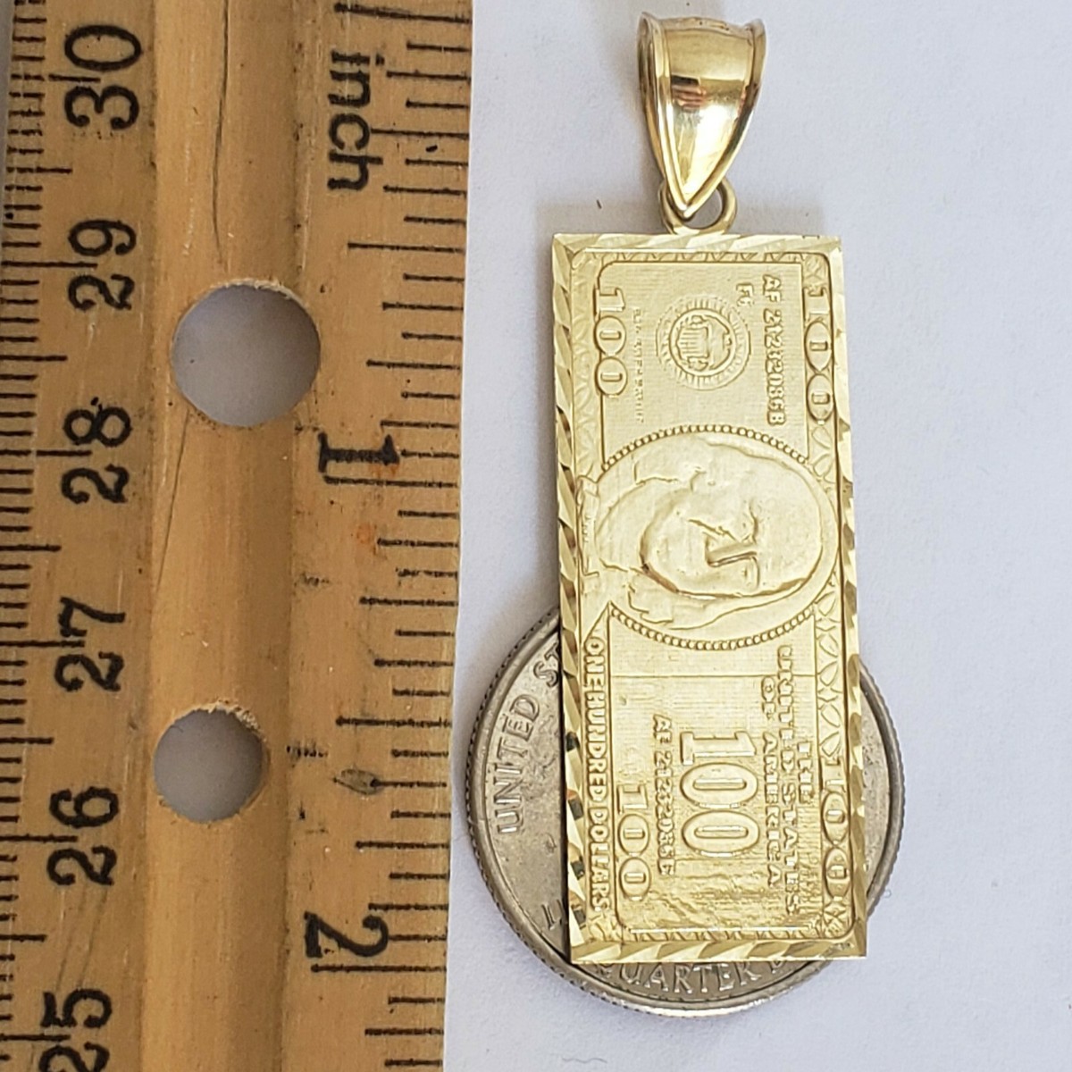 Hip Hop Jewelry $100 Hundred Dollar Bill Benjamin Money Pendant & 4mm