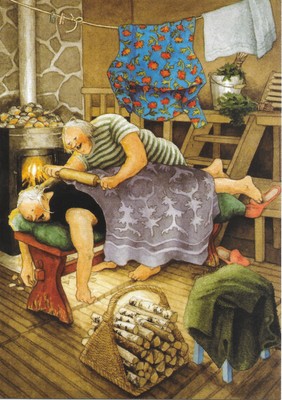 INGE LÖÖK  / POSTKARTE / FRAUEN BEIM WELLNESS / POSTCARD / POSTCROSSING / 69