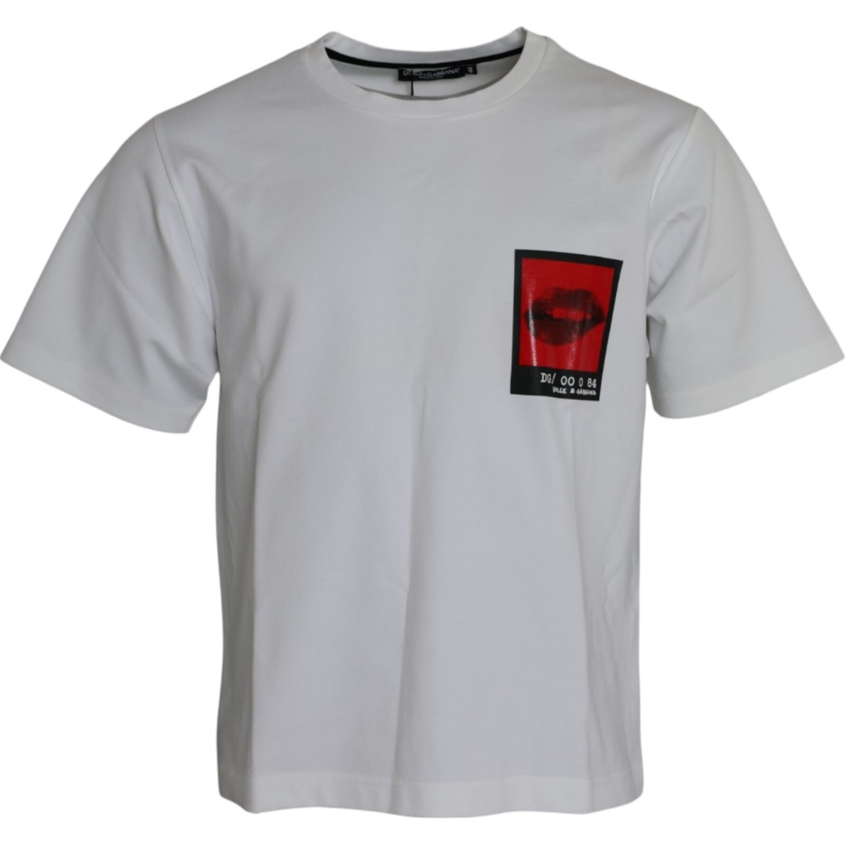 DOLCE & GABBANA T-shirt White Red Lips Print Cotton Mens