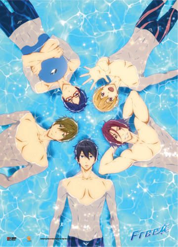 iwatobi swim club group swimming wall scroll poster