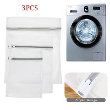 3PCS/Set Coarse Mesh Laundry for Delicates Underwear Socks Nylon Zipper Bag