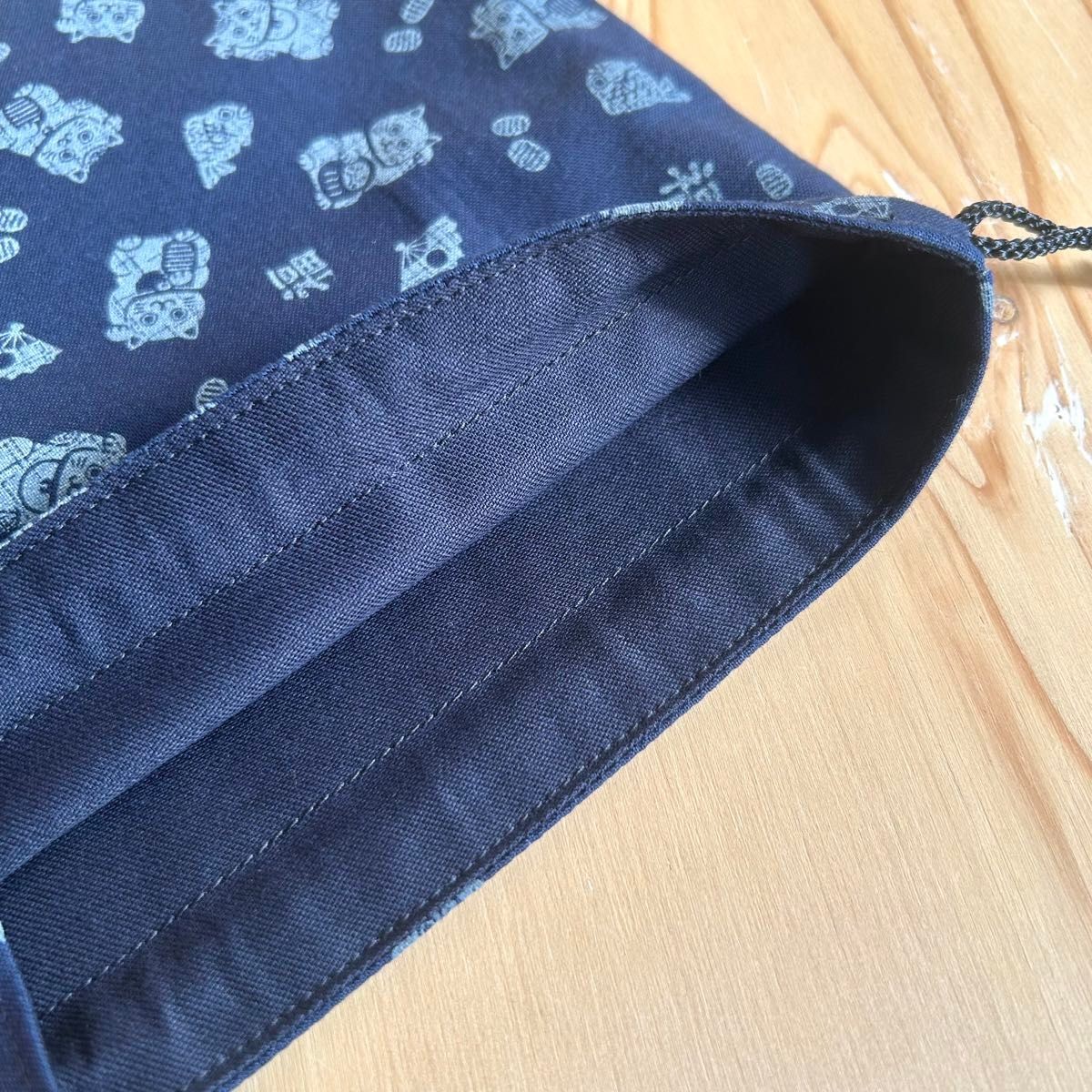 Japanese pattern drawstring bag beckoning cat - image 3