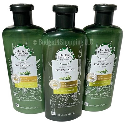Herbal Essences Hemp Oil Frizz Control Bundle 1 Shampoo & 2 Conditioners 13.5 oz
