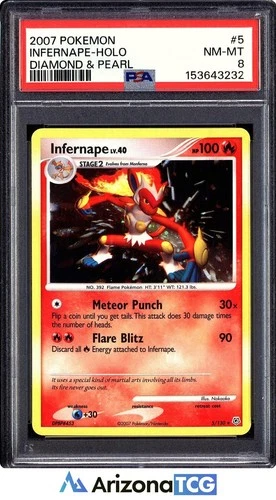 Pokemon 2007 Infernape 5/130 Holo Diamond & Pearl PSA 8