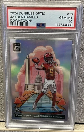 2024 PANINI DONRUSS OPTIC DOWNTOWN! #16 - JAYDEN DANIELS RC PSA 10 GEM MINT SSP