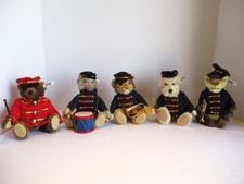 Set of 5 Steiff Circus Stuffed Animals Musicians Made in Germany 1988 Dog Cat