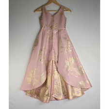Rare Editions Girls Pink Gold Floral High Low Formal Gown Dress Size 8 F445018