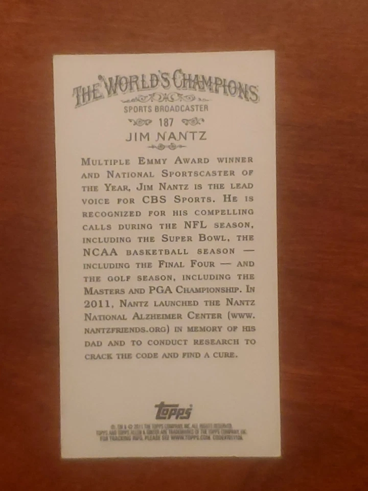 Jim Nantz 2011 Topps Allen And Ginters Signed Card - Image 2 of 2