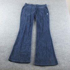Juicy Couture Sweatpants Womens M Blue Velour Flare Leg Elastic Waist Icons Y2K