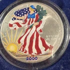 2000 American Eagle Silver Dollar In Full Color .999  Highly Collectable Color