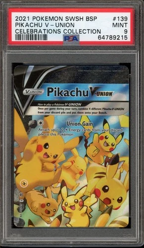 Pokemon Pikachu V-Union Celebrations Coll. Black Star Promo SWSH139 PSA 9 Mint