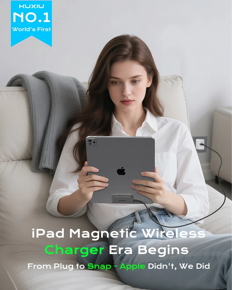 Cargador conector inteligente magnético KUXIU para iPad Pro M4 11""/13"" 2024 M2 Air M3 Foto 2 de 4