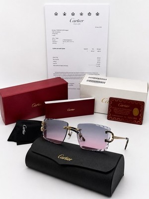 Cartier Big C Diamond Cut Frameless Pink/Grey Gold Frame & Certification Papers