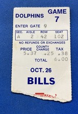 RARE 1975 Buffalo Bills Ticket Stub vs Miami Dolphins FREDDIE SOLOMON ROOKIE