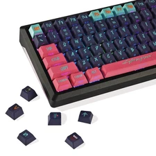 Cyber Style Keycaps, PBT Keycap 130 Keys Full Set Custom Key Caps, Side-lit T...