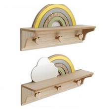 39.5cm Rainbow Shelf with Hooks - Colorful Wall Storage for Kids’ Rooms