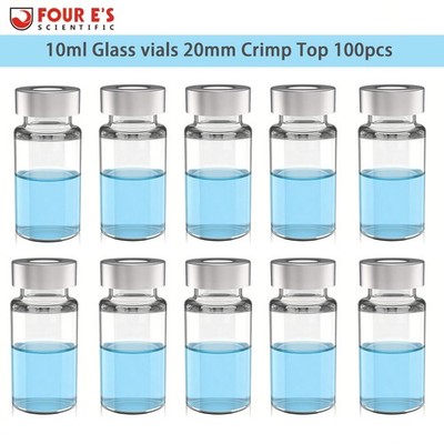 100pc 10ml Glass Vials Sample Vials Lab vials Headspace Vial with 20mm Crimp Top