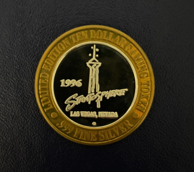 1996 Las Vegas Stratosphere $10 Gaming Token, .999 Silver, LIMITED