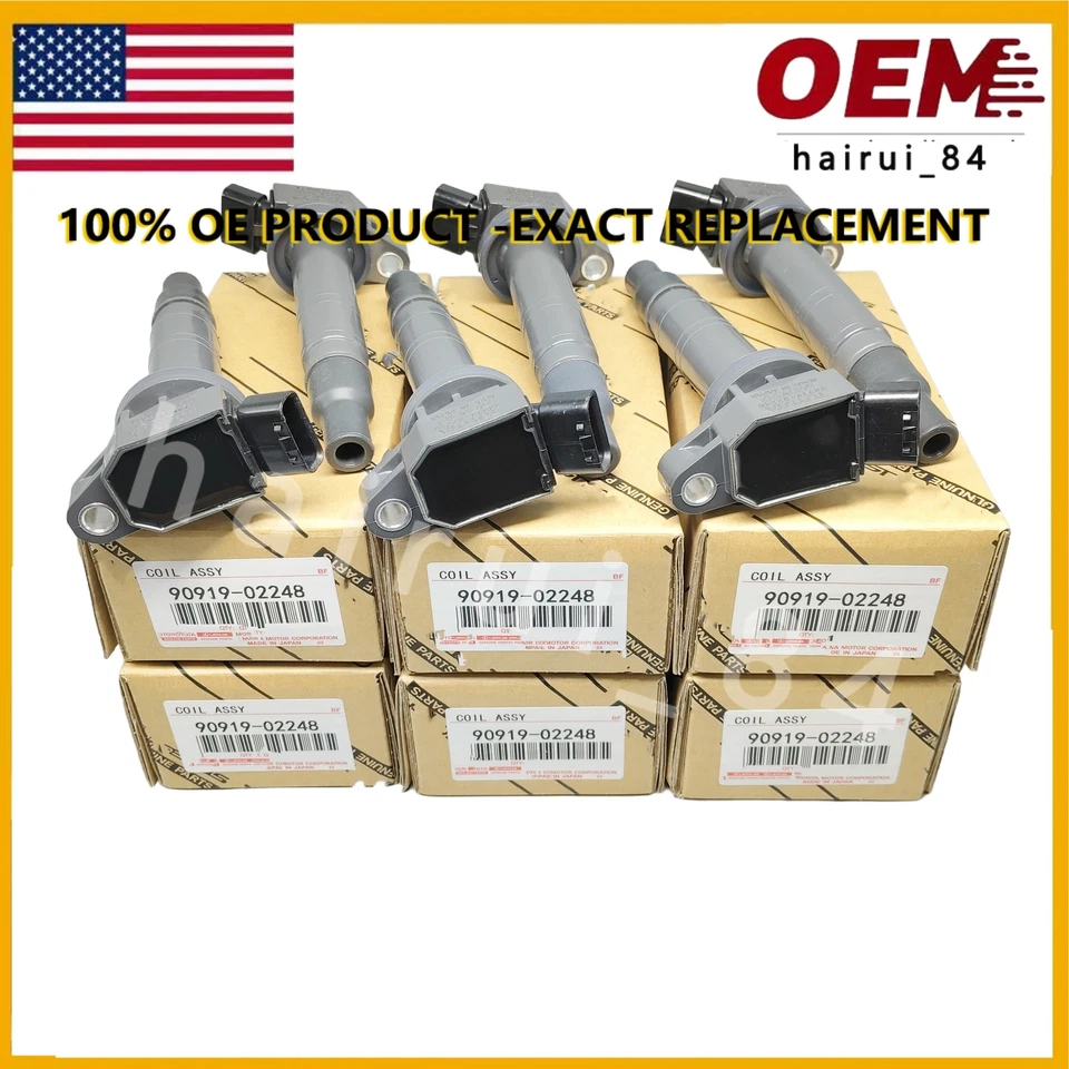 NEW 6PCS DENSO Ignition Coils For 2003-2020 Toyota & Lexus I4 V6 V8, 90919-02248 Foto 2 de 4