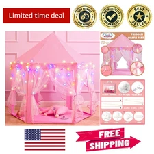 Princess Castle Play Tent with Star Lights & Tiara – Perfect for Girls (55"x53")